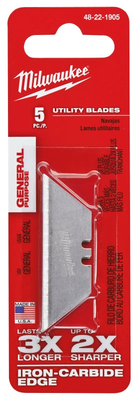 Milwaukee 48-22-1905 Utility Blade, 2-3/8 in L, Carbide Steel, 2-Point, 5/PK