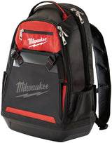 Milwaukee 48-22-8200 Jobsite Backpack, 9 in W, 24.4 in D, 15.4 in H, 35-Pocket, Nylon, Black/Red