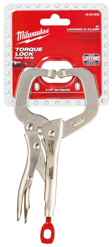 Milwaukee Torque Lock 48-22-3532 Locking C-Clamp, 2 in Max Opening Size, 2-1/4 in D Throat, Alloy Steel Body