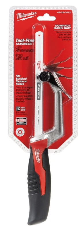 Milwaukee 48-22-0012 Compact Hacksaw, 10 in L Blade, 14 TPI, Comfort-Grip Handle, Rubber Handle