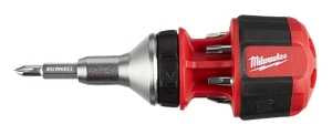 Milwaukee 48-22-2330 Ratcheting Multi-Bit Driver, 1/4 in Drive, Hex Drive, 4.55 in OAL, Plastic Handle, Magnetic