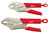 Milwaukee 48-22-3402 Pliers Set, 2-Piece, Steel, Black/Red/Silver, Specifications: Curved Jaw, Ergonomic Handle