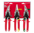 Milwaukee 48-22-4563 Aviation Snip Set, 3-Piece, Steel/TPR, Chrome-Plated, Green/Red/Yellow