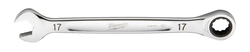 Milwaukee 45-96-9317 Ratcheting Combination Wrench, Metric, 17 mm Head, 9.19 in L, 12-Point, Steel, Chrome