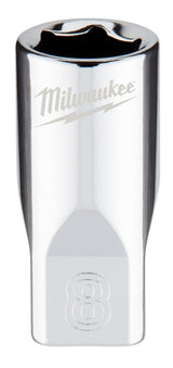Milwaukee 45-34-9034 Socket, 8 mm Socket, Standard Socket, 4.921 in OAL, 1/4 in Drive, 6 -Point, Chrome Vanadium Steel