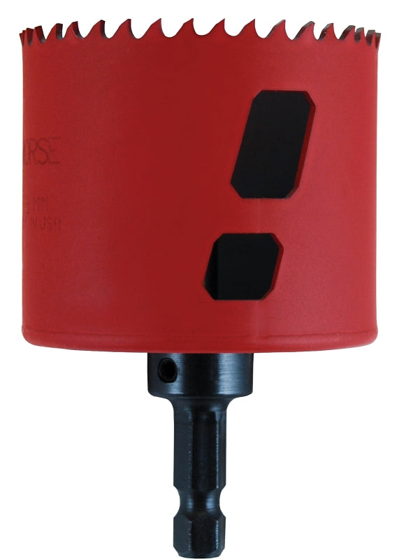 Morse MHSA34C Hole Saw, 2-1/8 in Dia, 1-15/16 in D Cutting, 3/8 in Arbor, 4/6 TPI, HSS Cutting Edge