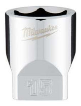 Milwaukee 45-34-9041 Socket, 15 mm Socket, Standard Socket, 4.921 in OAL, 1/4 in Drive, 6 -Point, Chrome Vanadium Steel