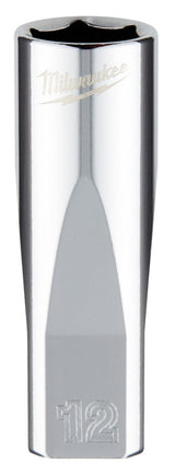 Milwaukee 45-34-9050 Socket, 12 mm Socket, Deep Socket, 2.559 in OAL, 1/4 in Drive, 6 -Point, Chrome Vanadium Steel