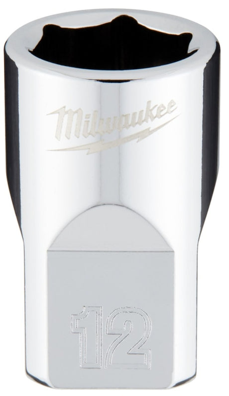 Milwaukee 45-34-9082 Socket, 12 mm Socket, 3/8 in Drive, 6-Point, Chrome Vanadium Steel, Chrome