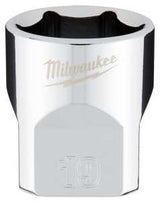 Milwaukee 45-34-9089 Socket, 19 mm Socket, Standard Socket, 3.543 in OAL, 3/8 in Drive, 6 -Point, Chrome Vanadium Steel
