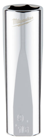Milwaukee 45-34-5625 Socket, 9/16 in Socket, Deep Socket, 3.543 in OAL, 3/8 in Drive, 6 -Point, Chrome Vanadium Steel