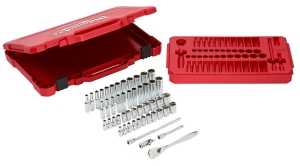 Milwaukee 48-22-9004 Series Ratchet and Socket Set, Alloy Steel, Chrome