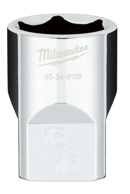 Milwaukee 45-34-9105 Socket, 13/16 in Socket, 1/2 in Drive, 6-Point, Chrome Vanadium Steel, Chrome