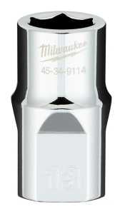 Milwaukee 45-34-9114 Socket, 13 mm Socket, 1/2 in Drive, 6-Point, Chrome Vanadium Steel, Chrome