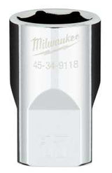 Milwaukee 45-34-9118 Socket, 17 mm Socket, Standard Socket, 1/2 in Drive, 6 -Point, Chrome Vanadium Steel, Chrome