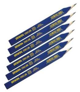 Irwin 66302 Carpenter Pencil, Blue, 7 in L, Wood Barrel, Pack of 12