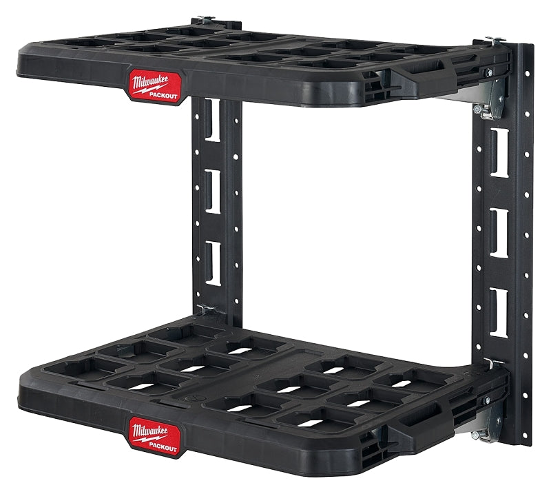 Milwaukee PACKOUT 48-22-8480 Racking Kit, 5 lb, 21-1/2 in OAW, 17.6 in OAD, 20 in OAH, 2-Shelf, Black