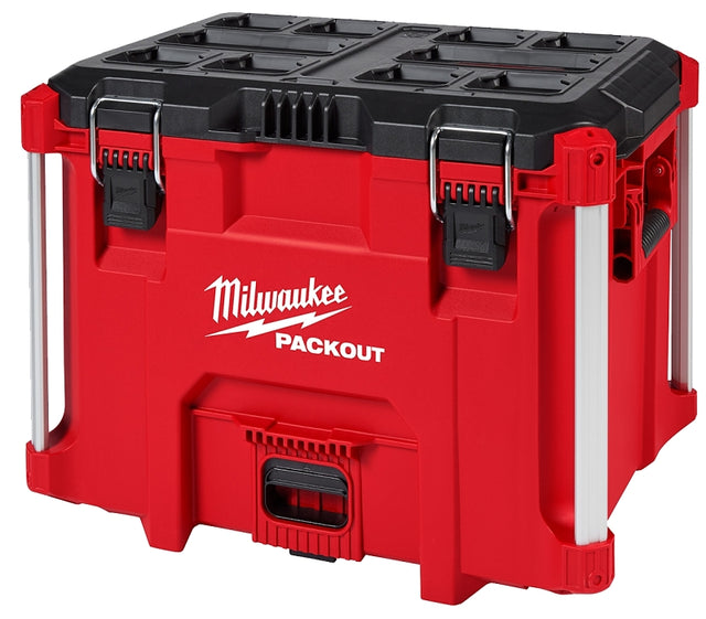 Milwaukee PACKOUT 48-22-8429 Tool Box, 100 lb, Polypropylene, Black/Red, 16.9 in H x 21.8 in W x 15.5 in D Outside