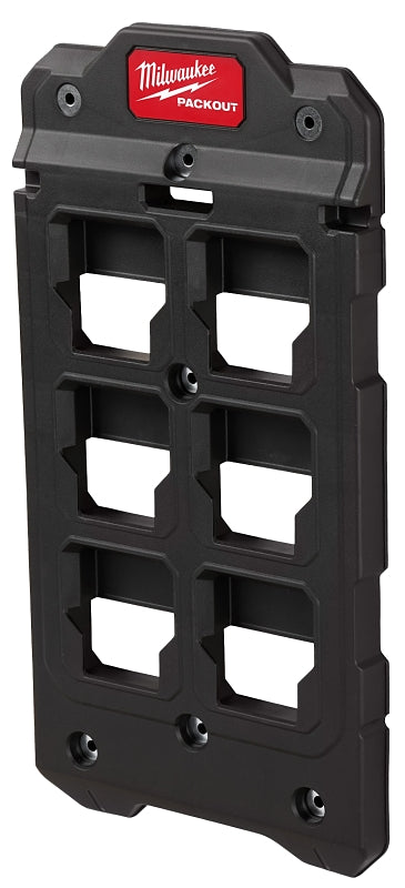 Milwaukee PACKOUT 48-22-8486 Compact Wall Plate, 50 lb Load, 20 in L, 10 in W, 1 in H, Polymer, Black