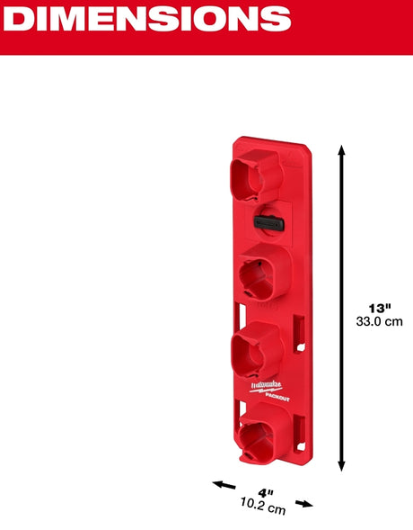 Milwaukee PACKOUT M12 48-22-8338 Battery Rack, 15 lb, 4-Tool Holder, 4 in W, 13 in H, 2.6 in L, Polymer