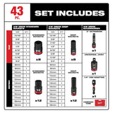 Milwaukee SHOCKWAVE Impact Duty Series 49-66-7009 Socket Set, Steel, Specifications: 3/8 in Drive