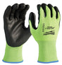 Milwaukee 48-73-8922 Dipped Gloves Unisex, L, Elasticated Knit Cuff, Nitrile Coating, Polyurethane Glove, Yellow