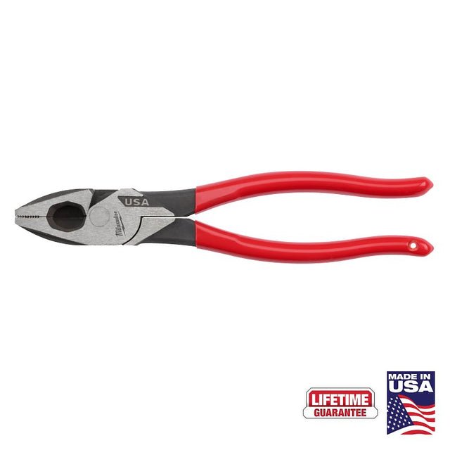 Milwaukee MT500 Lineman's Plier, 9.22 in OAL, 1.39 in Jaw Opening, Red Handle, Dipped Grip Handle, 1-1/4 in W Jaw