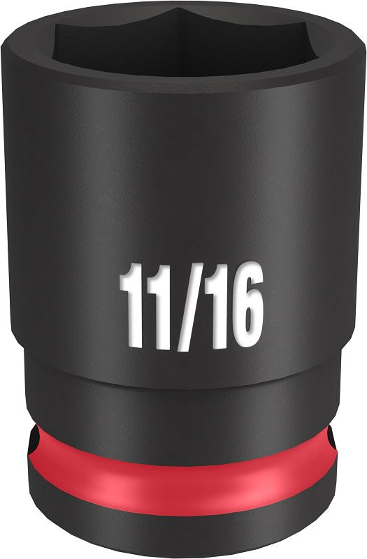Milwaukee SHOCKWAVE Impact Duty 49-66-6109 Shallow Impact Socket, 11/16 in Socket, 3/8 in Drive, Square Drive, 6-Point