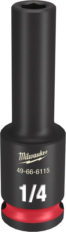 Milwaukee SHOCKWAVE Impact Duty 49-66-6115 Deep Impact Socket, 1/4 in Socket, 3/8 in Drive, Square Drive, 6-Point