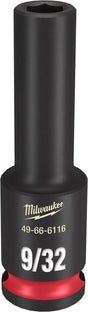 Milwaukee SHOCKWAVE Impact Duty 49-66-6116 Deep Impact Socket, 9/32 in Socket, 3/8 in Drive, Square Drive, 6-Point