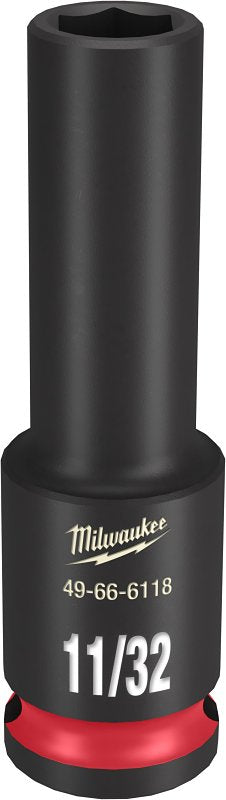 Milwaukee SHOCKWAVE Impact Duty 49-66-6118 Deep Impact Socket, 11/32 in Socket, 3/8 in Drive, Square Drive, 6-Point