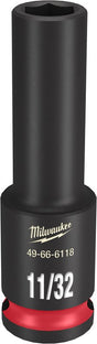 Milwaukee SHOCKWAVE Impact Duty 49-66-6118 Deep Impact Socket, 11/32 in Socket, 3/8 in Drive, Square Drive, 6-Point