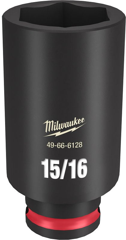 Milwaukee SHOCKWAVE Impact Duty 49-66-6128 Deep Impact Socket, 15/16 in Socket, 3/8 in Drive, Square Drive, 6-Point