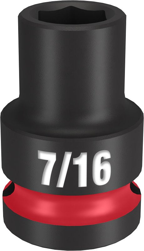 Milwaukee SHOCKWAVE Impact Duty 49-66-6201 Shallow Impact Socket, 7/16 in Socket, 1/2 in Drive, Square Drive, 6-Point