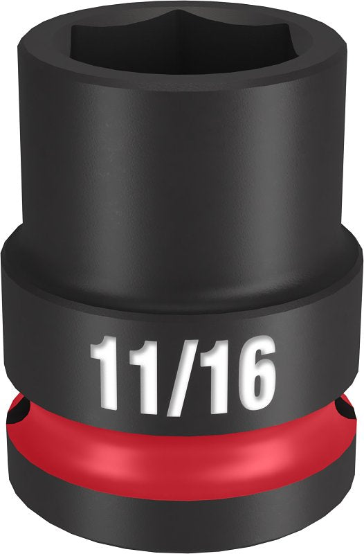 Milwaukee SHOCKWAVE Impact Duty 49-66-6205 Shallow Impact Socket, 11/16 in Socket, 1/2 in Drive, Square Drive, 6-Point