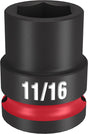 Milwaukee SHOCKWAVE Impact Duty 49-66-6205 Shallow Impact Socket, 11/16 in Socket, 1/2 in Drive, Square Drive, 6-Point