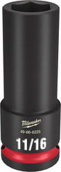 Milwaukee SHOCKWAVE Impact Duty 49-66-6225 Deep Impact Socket, 11/16 in Socket, 1/2 in Drive, Square Drive, 6-Point