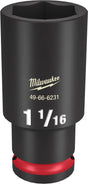 Milwaukee SHOCKWAVE Impact Duty 49-66-6231 Deep Impact Socket, 1-1/16 in Socket, 1/2 in Drive, Square Drive, 6-Point
