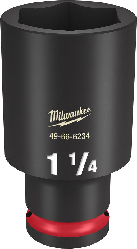 Milwaukee SHOCKWAVE Impact Duty 49-66-6234 Deep Impact Socket, 1-1/4 in Socket, 1/2 in Drive, Square Drive, 6-Point