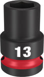 Milwaukee SHOCKWAVE Impact Duty 49-66-6245 Shallow Impact Socket, 13 mm Socket, 1/2 in Drive, Square Drive, 6-Point