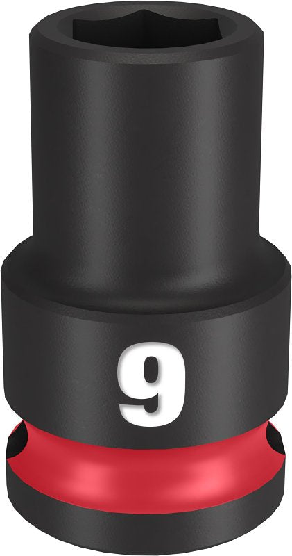 Milwaukee SHOCKWAVE Impact Duty 49-66-6133 Shallow Impact Socket, 9 mm Socket, 3/8 in Drive, Square Drive, 6-Point