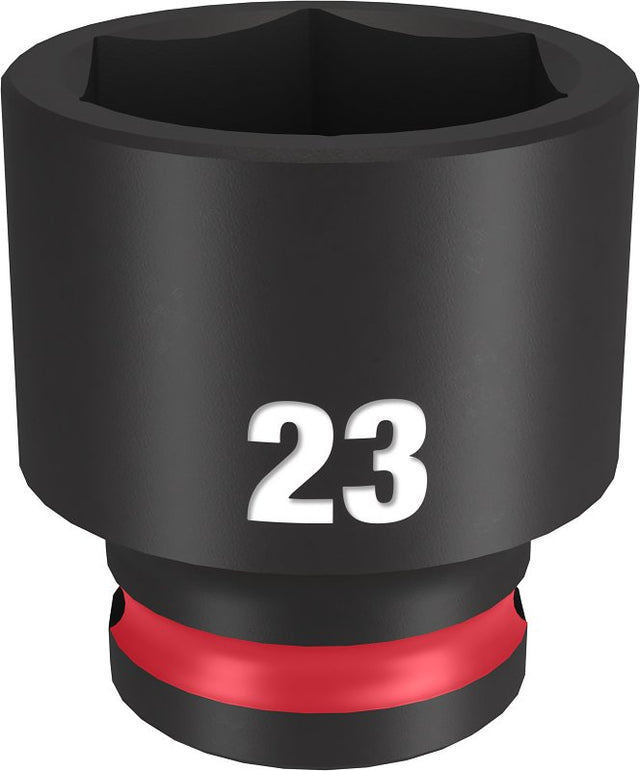 Milwaukee SHOCKWAVE Impact Duty 49-66-6146 Shallow Impact Socket, 23 mm Socket, 3/8 in Drive, Square Drive, 6-Point