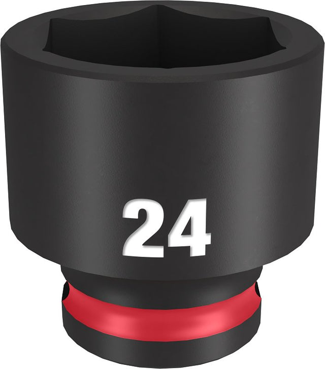 Milwaukee SHOCKWAVE Impact Duty 49-66-6147 Shallow Impact Socket, 24 mm Socket, 3/8 in Drive, Square Drive, 6-Point