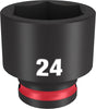 Milwaukee SHOCKWAVE Impact Duty 49-66-6147 Shallow Impact Socket, 24 mm Socket, 3/8 in Drive, Square Drive, 6-Point