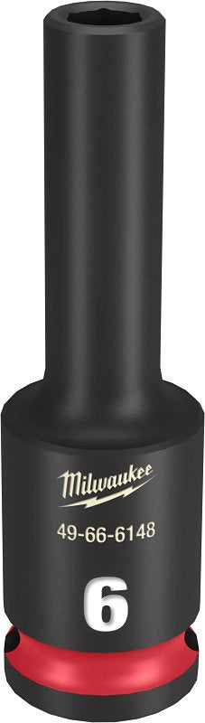 Milwaukee SHOCKWAVE Impact Duty 49-66-6148 Deep Impact Socket, 6 mm Socket, 3/8 in Drive, Square Drive, 6-Point