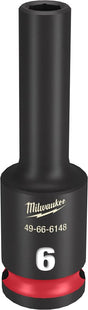 Milwaukee SHOCKWAVE Impact Duty 49-66-6148 Deep Impact Socket, 6 mm Socket, 3/8 in Drive, Square Drive, 6-Point