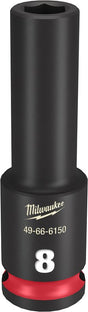 Milwaukee SHOCKWAVE Impact Duty 49-66-6150 Deep Impact Socket, 8 mm Socket, 3/8 in Drive, Square Drive, 6-Point