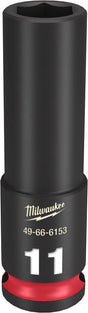 Milwaukee SHOCKWAVE Impact Duty 49-66-6153 Deep Impact Socket, 11 mm Socket, 3/8 in Drive, Square Drive, 6-Point