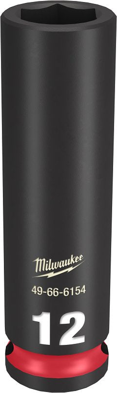 Milwaukee SHOCKWAVE Impact Duty 49-66-6154 Deep Impact Socket, 12 mm Socket, 3/8 in Drive, Square Drive, 6-Point
