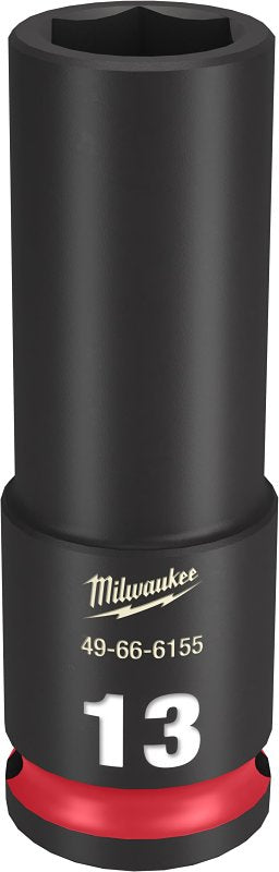 Milwaukee SHOCKWAVE Impact Duty 49-66-6155 Deep Impact Socket, 13 mm Socket, 3/8 in Drive, Square Drive, 6-Point